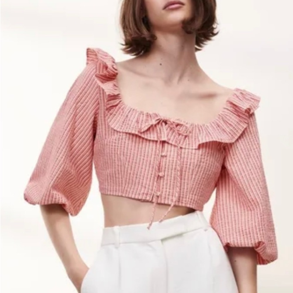 Zara Puffy Sleeve Blouse ❤️🤍